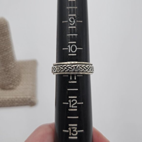 Size 10.75 Sterling Silver Celtic Pattern Spinner Anxiety Ring A3006 - Picture 5 of 7